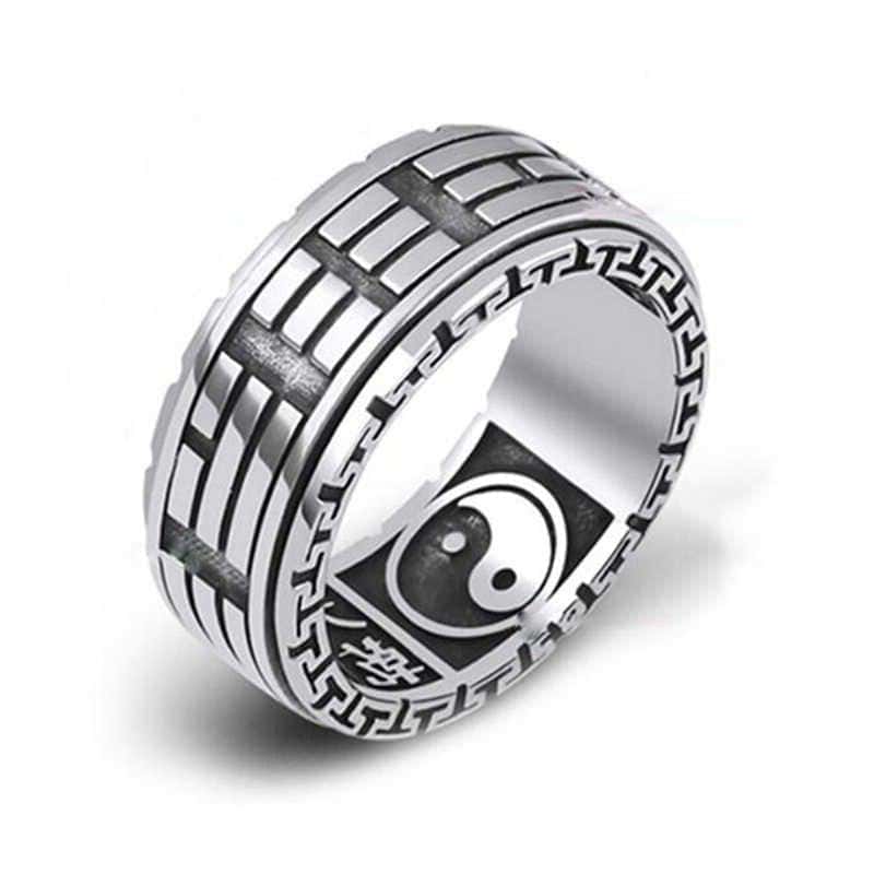 Anti-Stress Ring <Br> Ring Med Kinesiskt Tecken (Silver)
