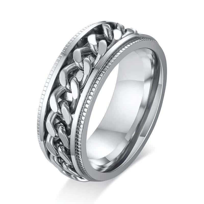 Anti-Stress Ring <Br> Roterande Kedja I Silver