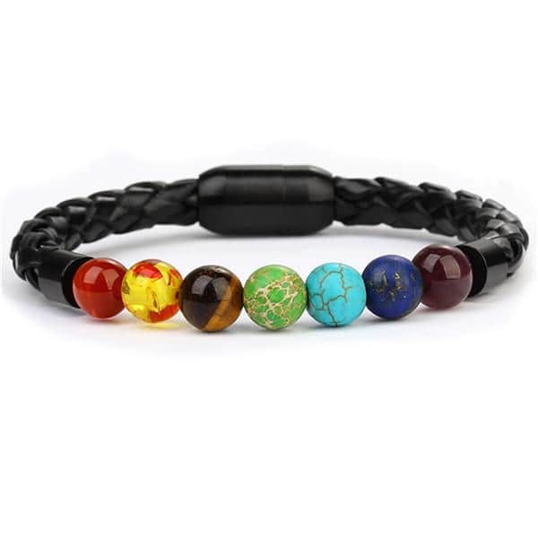 Anti-Stress Armband <Br>Vävt Läder 7 Chakran
