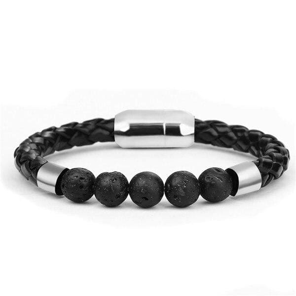 Antistressarmband <Br>Vävt Läder Lava Sten