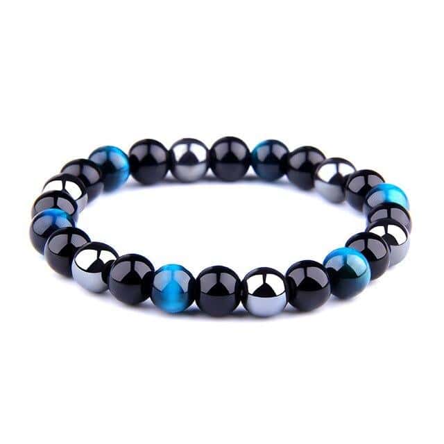 Antistressarmband <Br>I Blått Tigeröga, Svart Obsidian Och Hematit