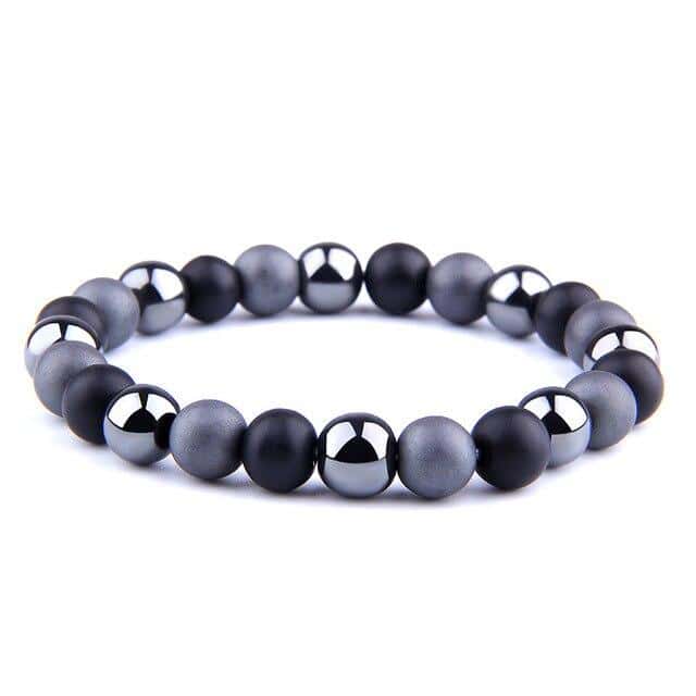 Antistressarmband <Br>I Grå Sten, Svart Obsidian Och Hematit