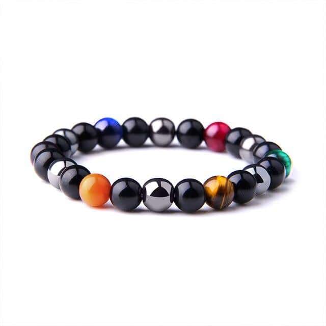Antistressarmband <Br>I Tigeröga, Svart Obsidian Och Hematit